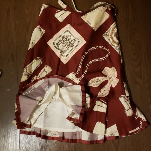 Vintage Odille printed flounce skirt belted pearls perfume gloves - Picture 2 of 2